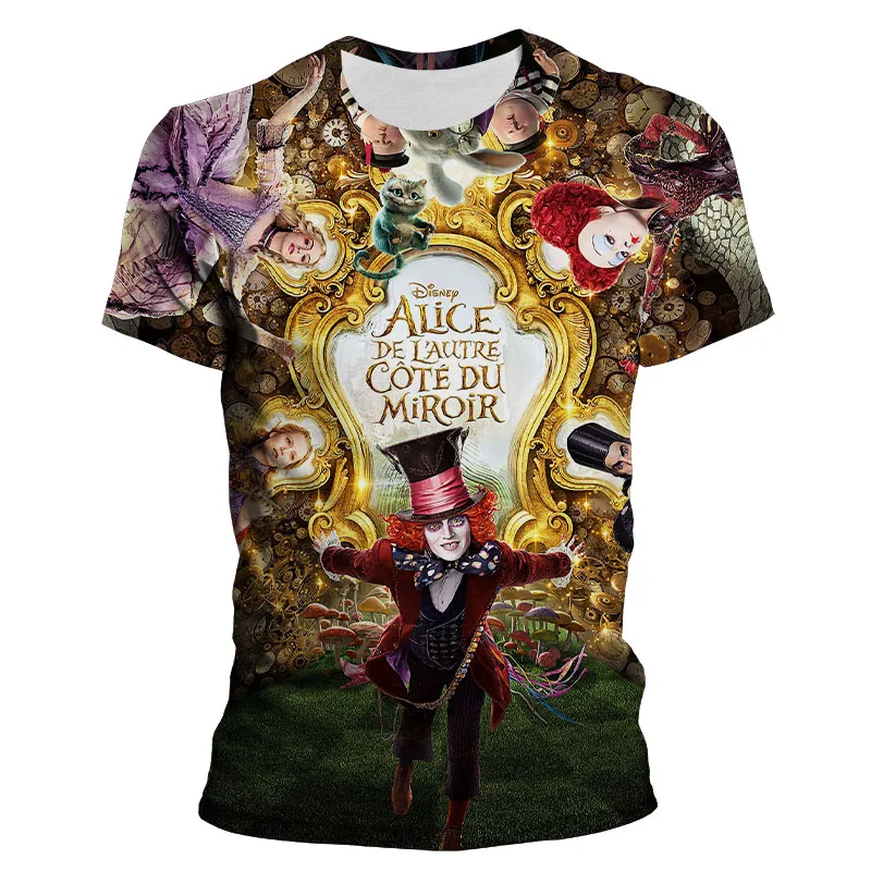 

Disney Alice in Wonderland Cheshire Cat Cartoon 3D TShirt Women Boy Girl Kids fashion Harajuku Summer kawaii top female Ulzzang