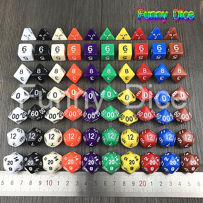 7 шт./пакет многогранные игральные кости без мраморного эффекта d4 d6 d8 d10 d12 d20