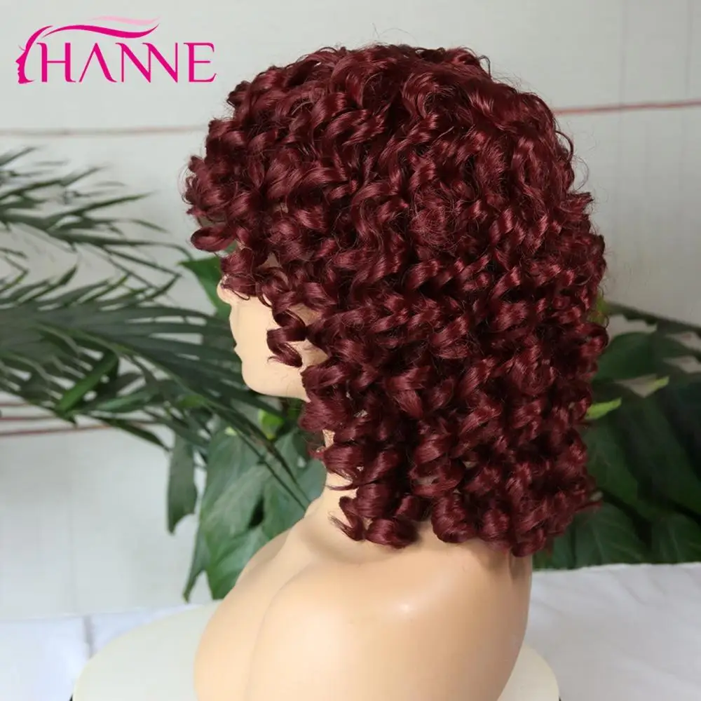 Hanne короткий бордовый/винно красный натуральный кудрявый синтетический парик
