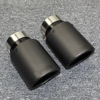 1pcs universal car styling high quality exhaust system carbon fiber glossy tail pipe black stainless steel exhaust pipe tailpipe