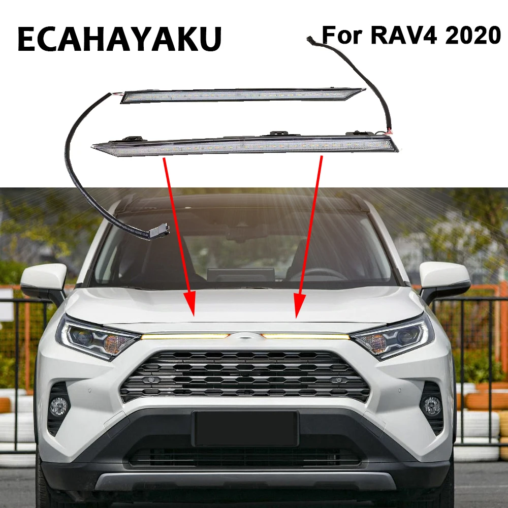 ECAHAYAKU светодиодный Габаритные огни DRL для Toyota Previa RAV 4 RAV4 2019 2020 белого синего и