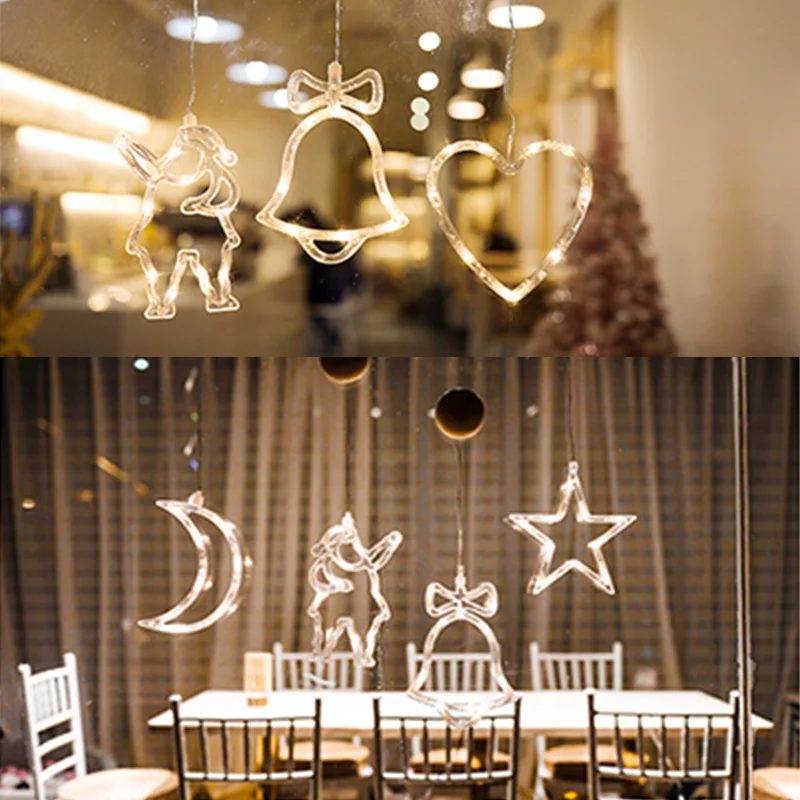 

Christmas Bell Snowman Star Lights Holiday Window Decor LED Sucker Lights for Valentine's Day Christmas Birthday Party Wedding