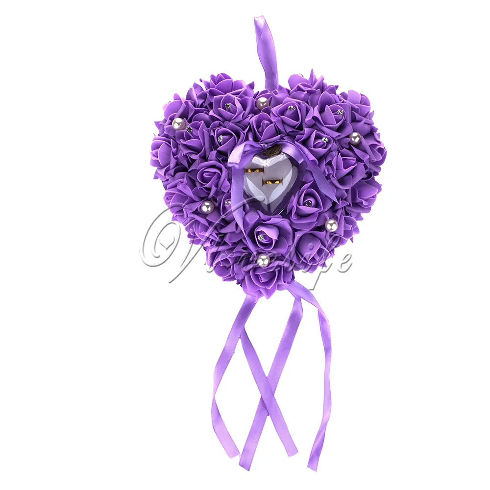 Красочные кристаллы жемчужные свадебные кольца подушки ленты искусственный