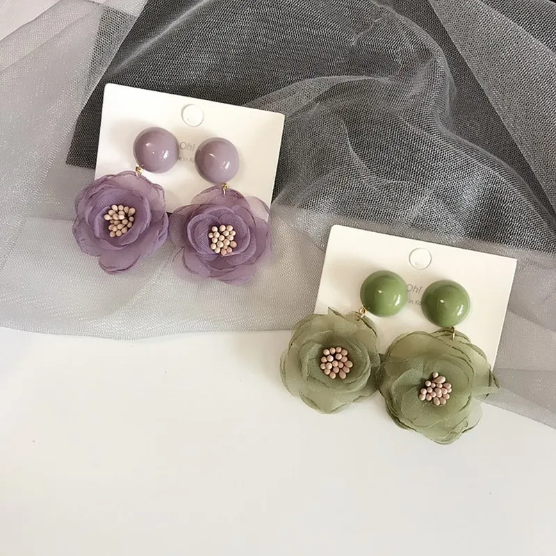 Серьги женские многослойные с цветами 4 цвета | Украшения и аксессуары
