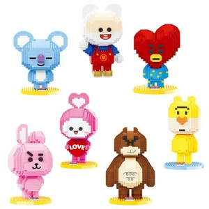 Певец тренд мультфильм Строительство Мини любовный медведь блоки кирпичные игрушки мультфильм персонажи Учебные блоки Детская игрушка