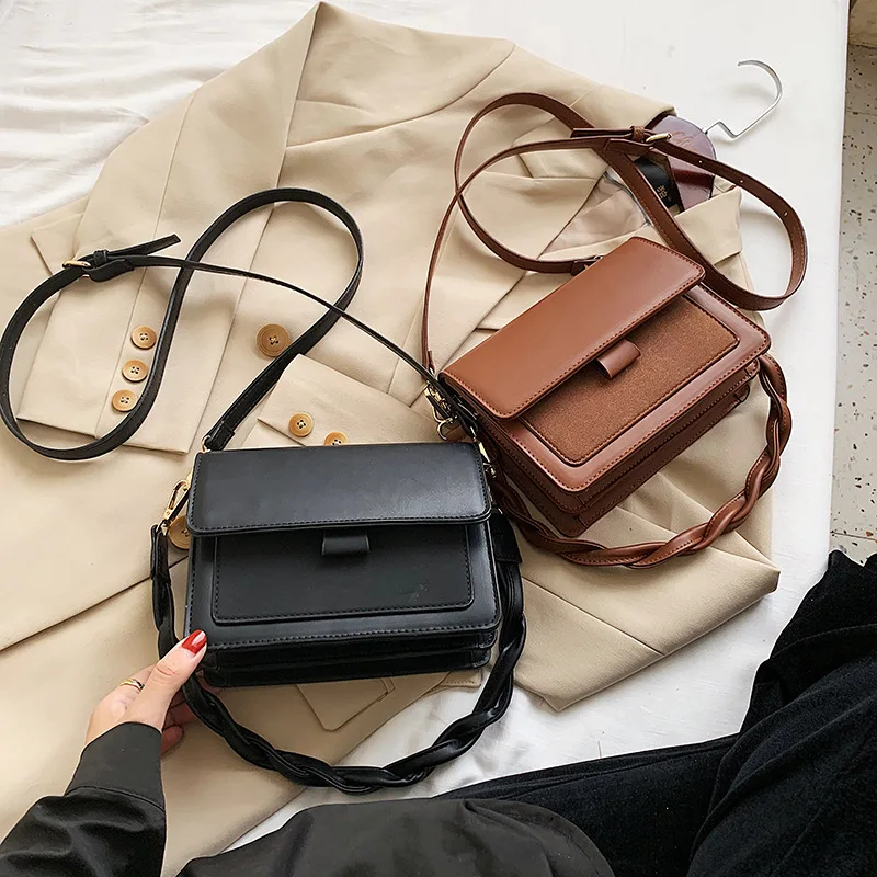 

Брендовая Оригинальная дизайнерская ретро-сумка для отдыха, новинка 2021, корейская мода, контрастные цвета, сумка-Джокер через плечо, квадра...