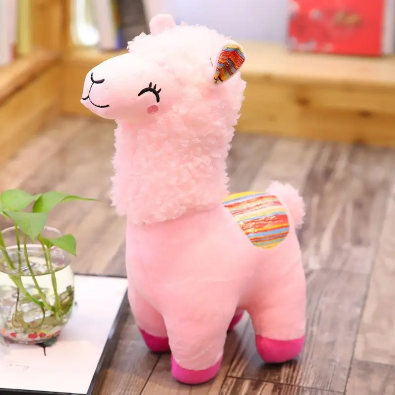 

New 25cm Smile Stripe Alpaca Llama Plush Animals Toy Stuffed Doll Kids Toys Birthday Gifts