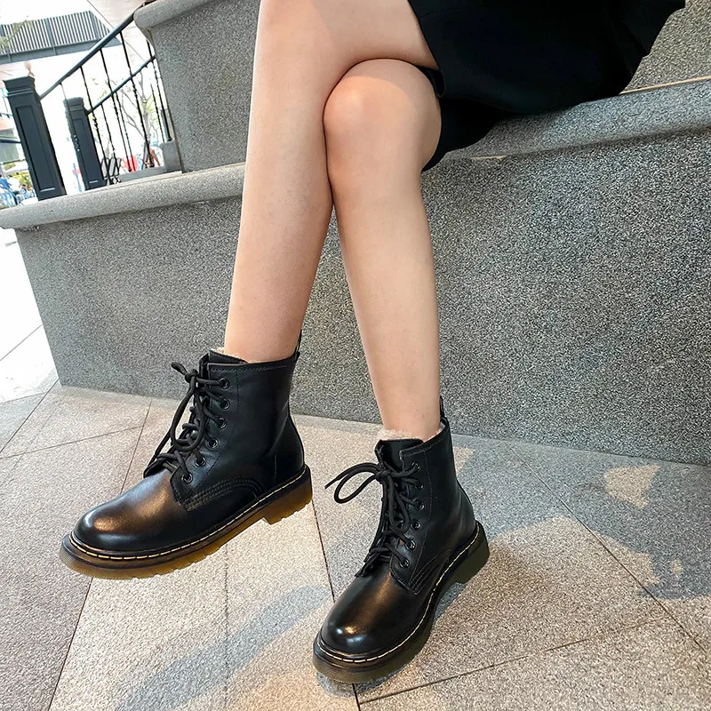 

FEDONAS 2020 Fall Platform Ladies Shoes Winter Keep Warm Ankle Boots Genuine Leather Motorcycle Boots Wedding Party Shoes Woman