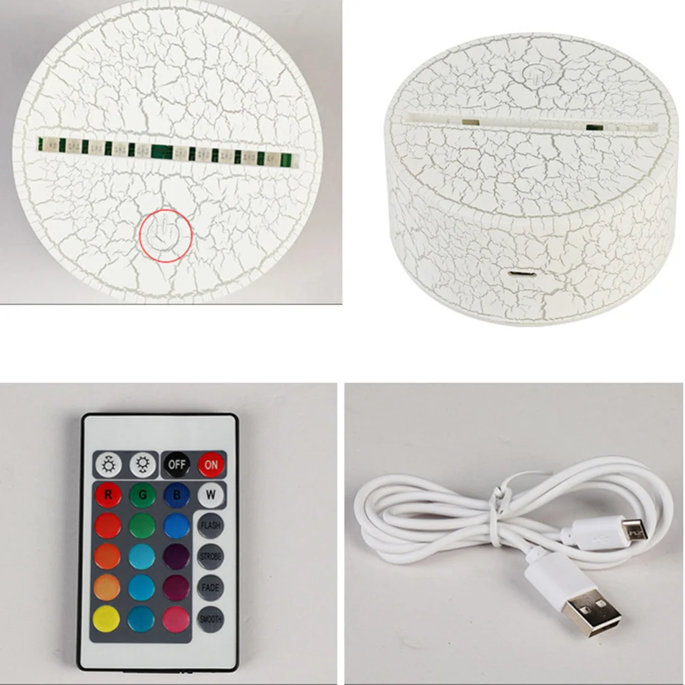 

1pc Bedside Acrylic Night Light Crack Base Creative Shape Night Lamp USB Plug with without Battery
