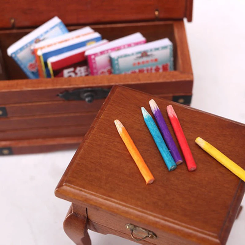 

6Pcs Miniature Colored Pencil Model 1:12 DollHouse Learning Stationery Diy Scene