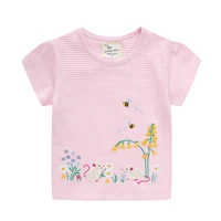 summer tees tops for baby girls wear cotton mouse embroider floral kids girls t shirts cute stripe toddler shirt