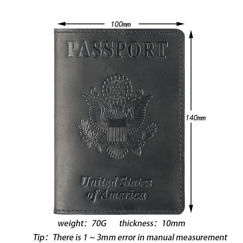 

Genuine Cow Leather USA America Passport Cover Vintage Coin Document Purse ID Bank Pass Card Holder Travel Purse Wallet