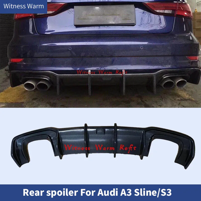 for 2017 2018 2019 Audi A3 Sline S3 Limousine Rear Bumper Lip Spoiler Diffuser Carbon Fiber Bodykit Bumper Apron Protector Cover