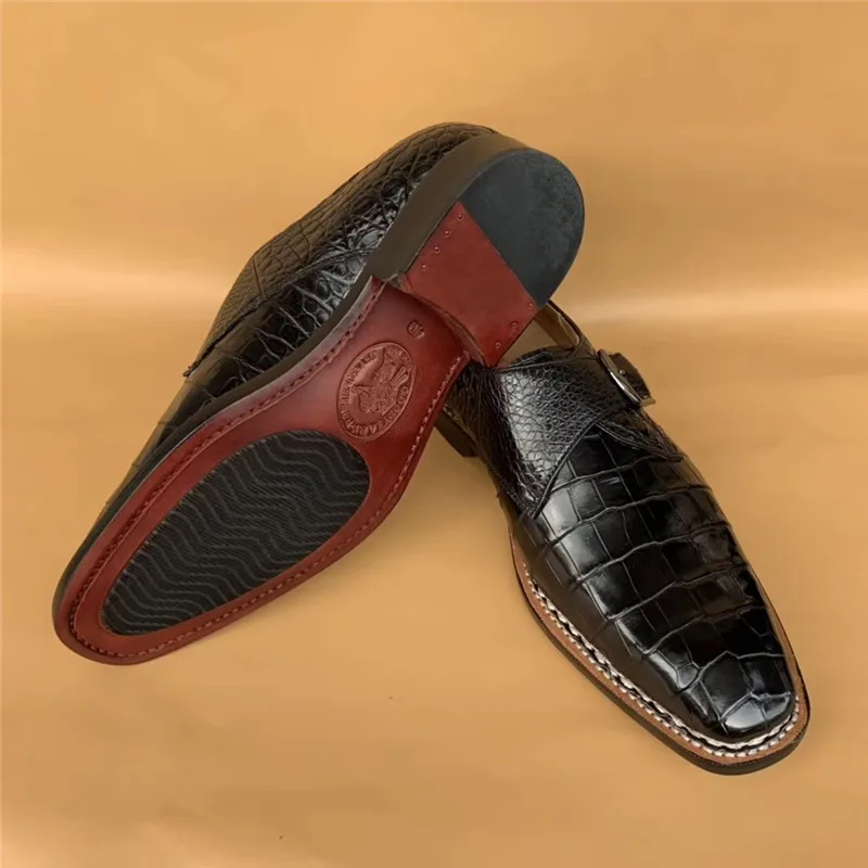 

Business Style Authentic Crocodile Belly Skin Buckle Strap Men's Dress Shoes Genuine Real Alligator Leather Male Oxford Shoes