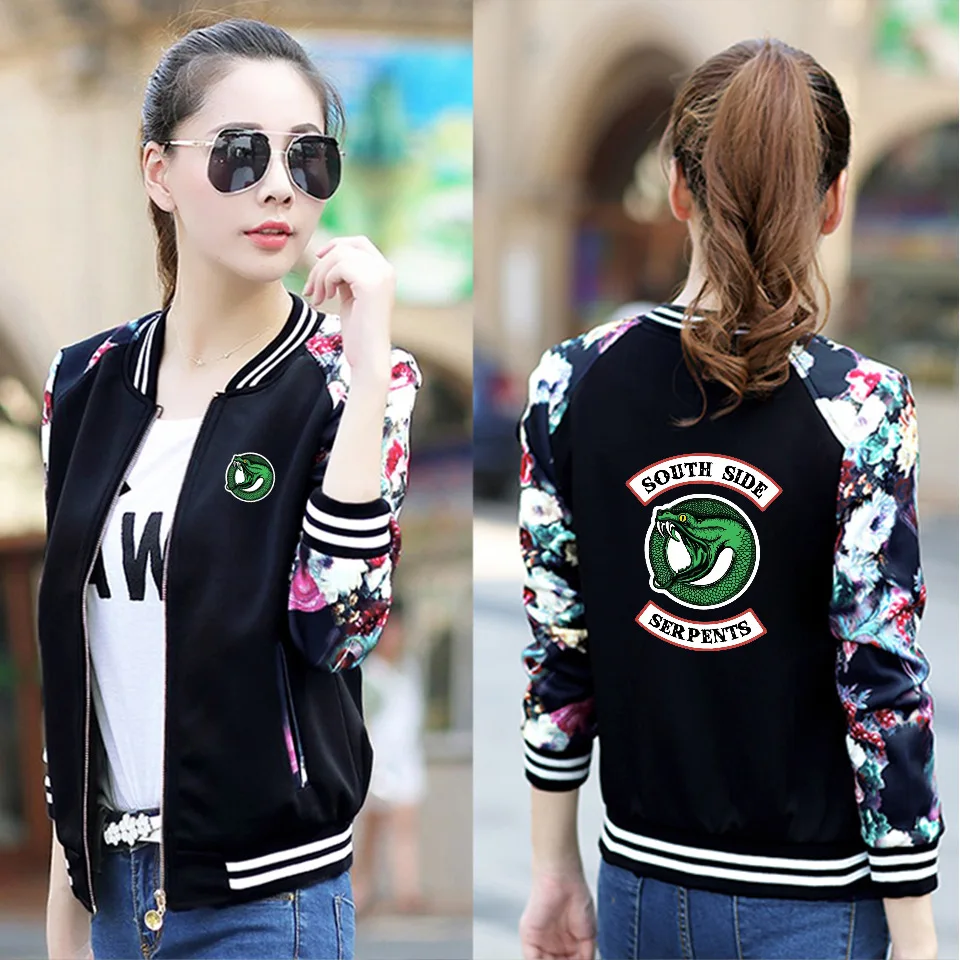 

2020 New Spring Autumn Splicing Jacket Women Casual Windbreaker Ladies Printing Zipper Pockets Baseball Cardigan Basic Coat
