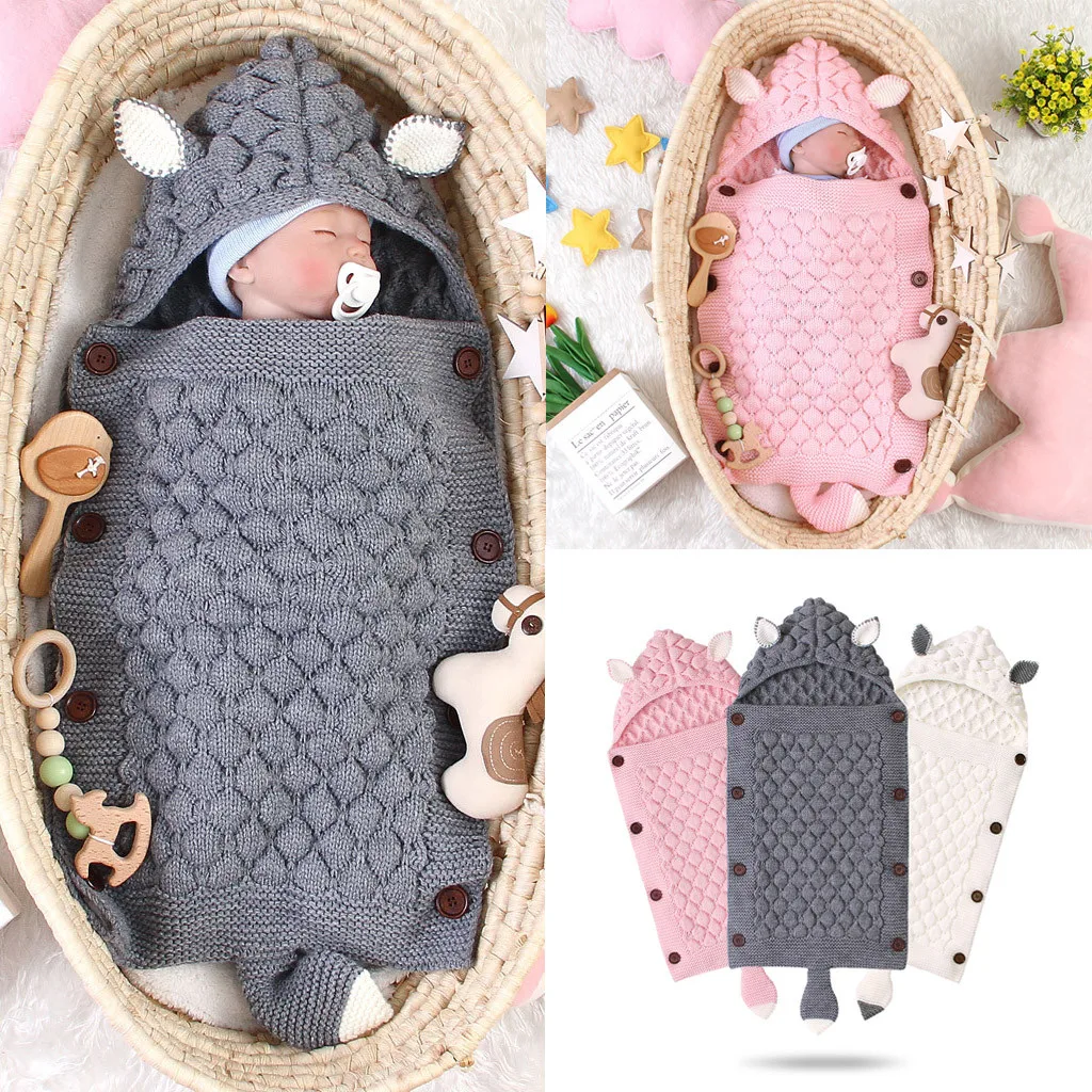 Baby Wrap Sleeping Swaddle For Newborn 2019 New Infant 3d Rabbit Ear Knitted Blanket Accesorios Fotografia | Мать и ребенок