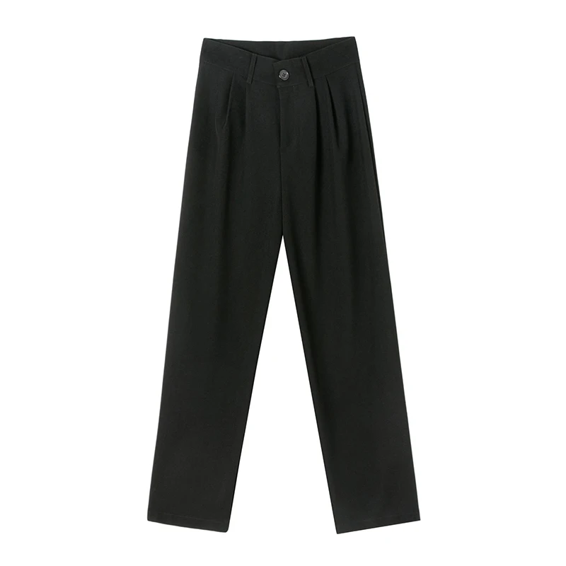 

Korean Summer Women Office Ladies Elegant Straight Suits Pants Solid High Waist Casual Wide Leg Pants Female Long Trousers