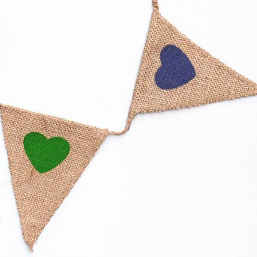 Яркие баннеры в форме сердца джутовые флаги из джута для дня рождения Рождества
