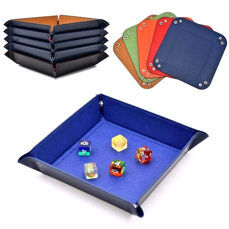 Foldable Storage Box PU Leather Square Tray for Table Games Key Wallet Coin Desktop Trays Decor New Year | Дом и сад