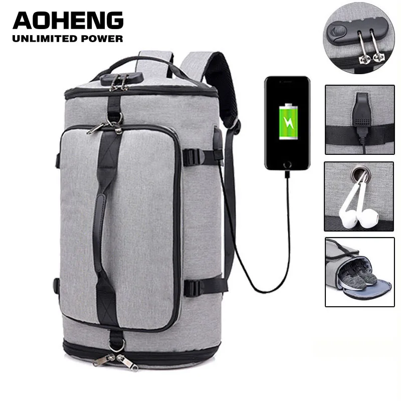 AoLuHeng USB Противоугонный рюкзак для спортзала, сумки для фитнеса, сумка для спортзала, сумка для мужчин, тренировочная спортивная сумка, дорожная сумка, спортивная уличная сумка для ноутбука