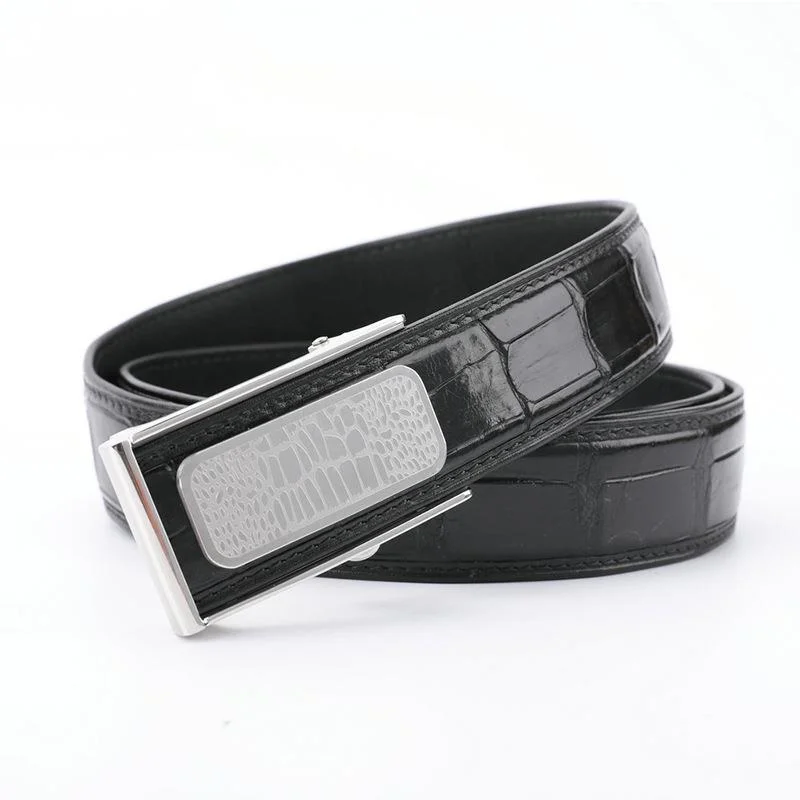 

Genuine Crocodile Leather Men's Belt Designer Fashion Automatic Buckle Belts For Women High Quality Luxury Holographic Waist