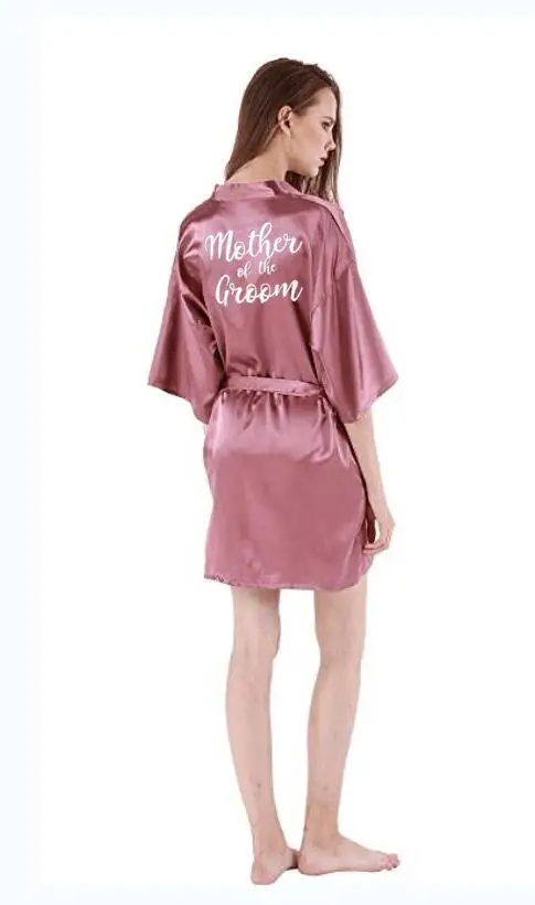 Пыльный розовый свадебный халат атласное шелковое кимоно женский для душа