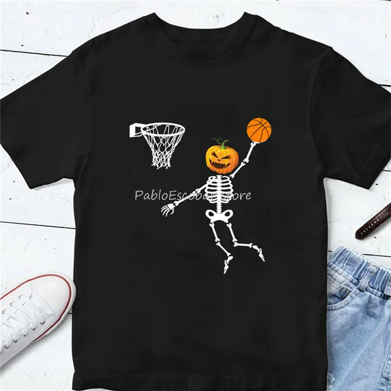 

Funny Skeleton Basketball Halloween Costume T-Shirt Vintage Graphic Tee Shirt men summer t-shirt brand tops euro size
