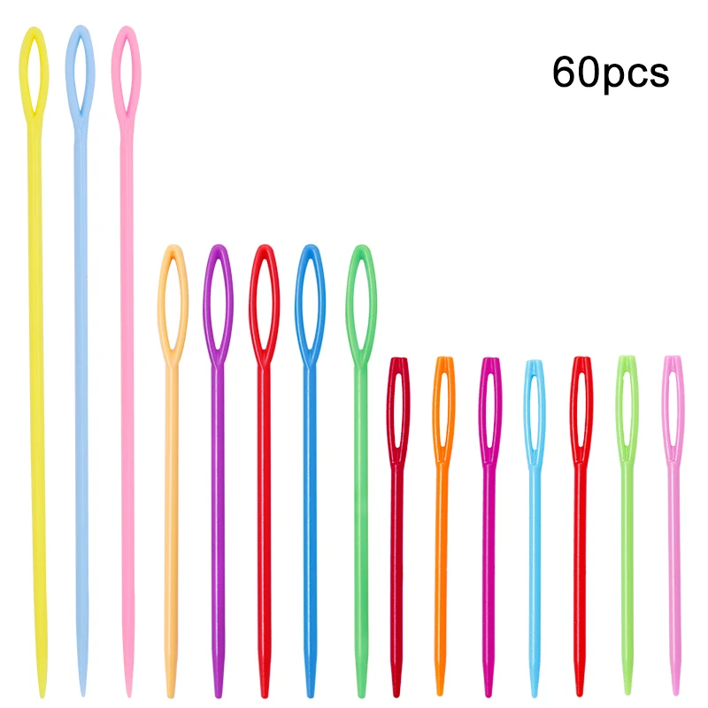 60Pcs Set LMDZ 90/60/30 шт микс Размеры 7-15 см, пальто для детей, красочные пластиковые иглы гобелен Binca швейная Пряжа иглы пластиковые иглы для детей - Цвет: 60Pcs Set