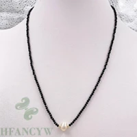 black spinel baroque pearl pendant necklace 18 inches gift accessories jewelry chic women cultured wedding aurora