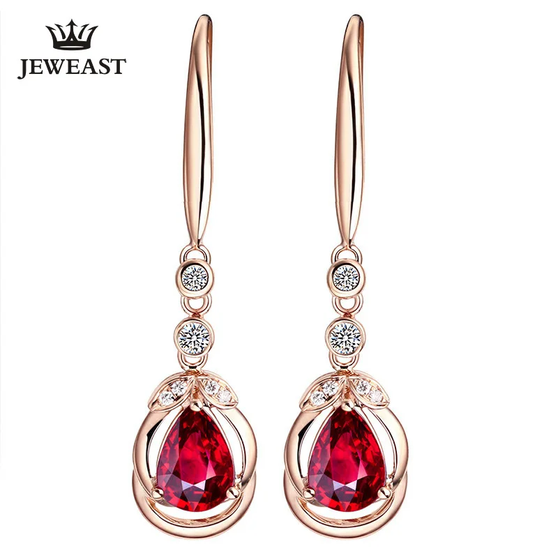 LSZB природный красный турмалин 18 К чистое золото серьги Настоящее AU 750 твердые