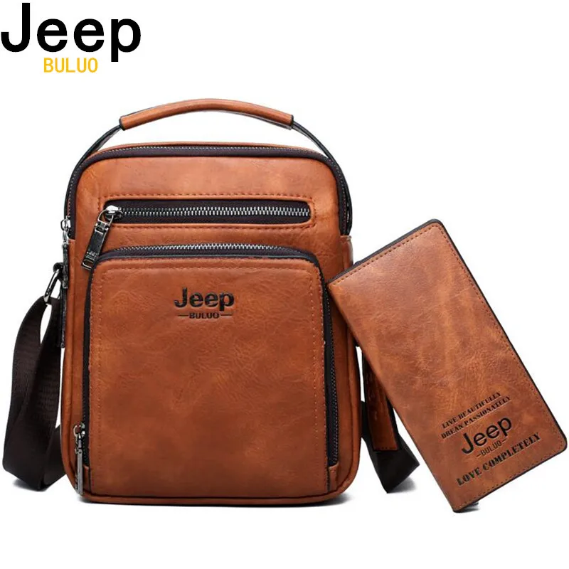 Мужские кросс боди сумки jeep buluo комплект оранжевая заплечная сумка и кошелек из
