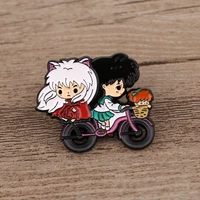 bg380 dongmanli couple cartoon enamel pin badge brooch anime lovers denim shirt lapel pins clothes decoration gift