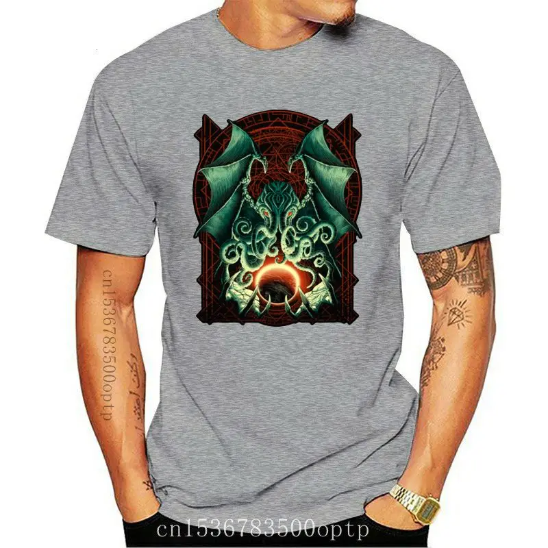 

Популярная мужская забавная Повседневная футболка с принтом 2020 бренд 100% хлопок Cthulhu модная мужская футболка с принтом и коротким рукавом