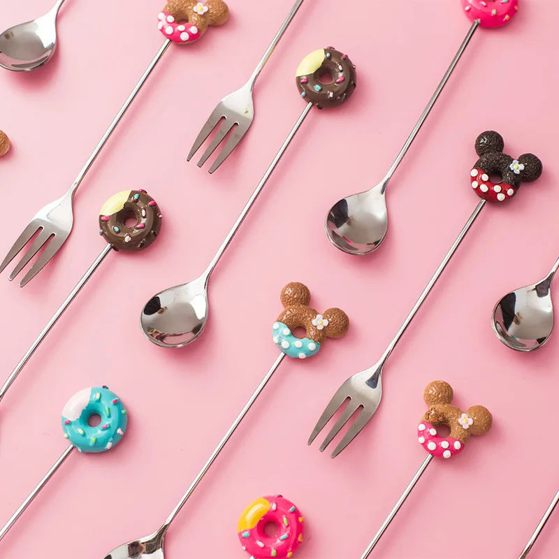 Японская Милая мультяшная детская вилка ложка креативная из нержавеющей стали