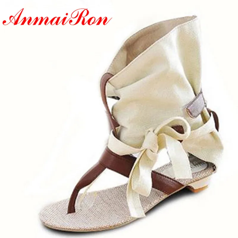 

ANMAIRON Rushed Adhesive Summer Shoes Women Sandals Hot High Quality Summer Chic Flat Shoes Lady Women's Sandals Leisure Shoes