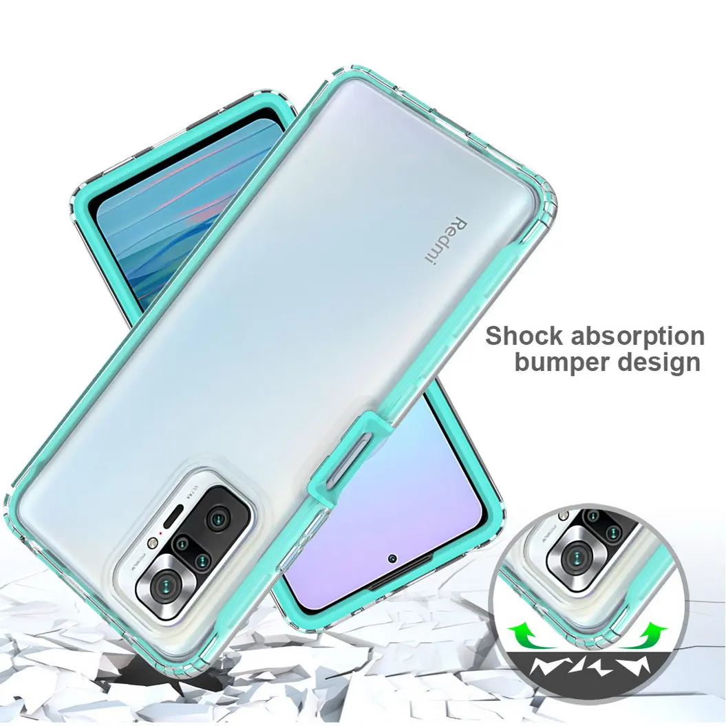luxury shockproof phone case for xiaomi redmi note 10 pro case note10 transparent 2 in 1 hybrid ptu cover for redmi note 10 free global shipping