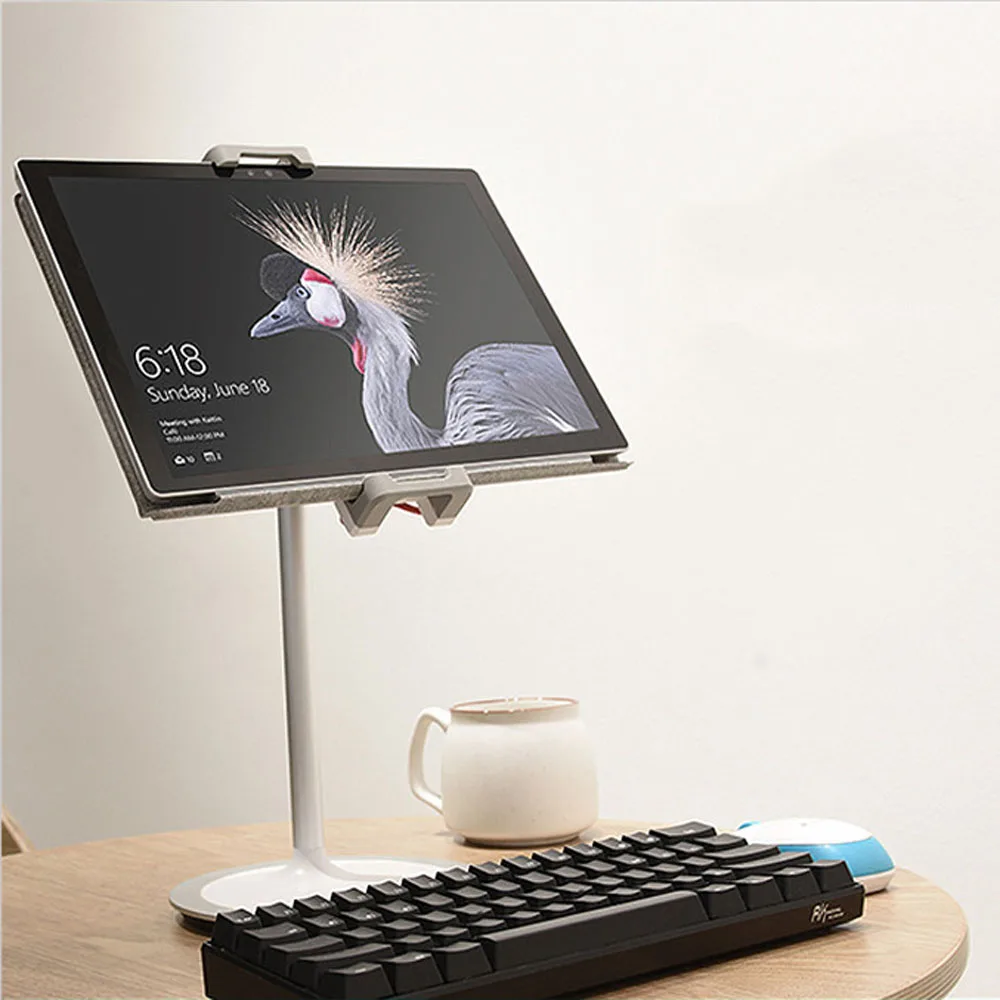 

Aluminum Alloy Desktop Stand for 4.7 to 12.9 inch Phone Tablet 360 Degree Rotation Clip Liftable Strut Holder for iPad Tablet
