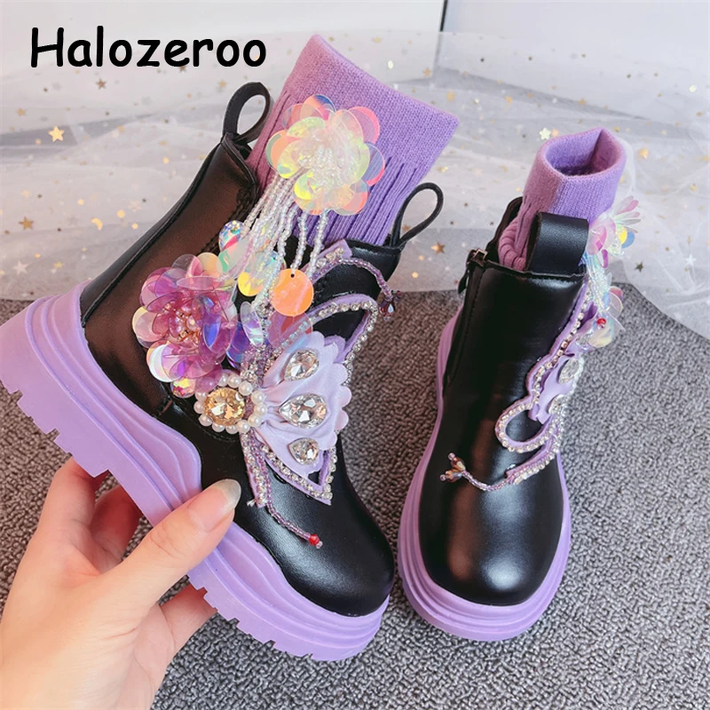 

Ботинки Челси детские, со стразами, на осень