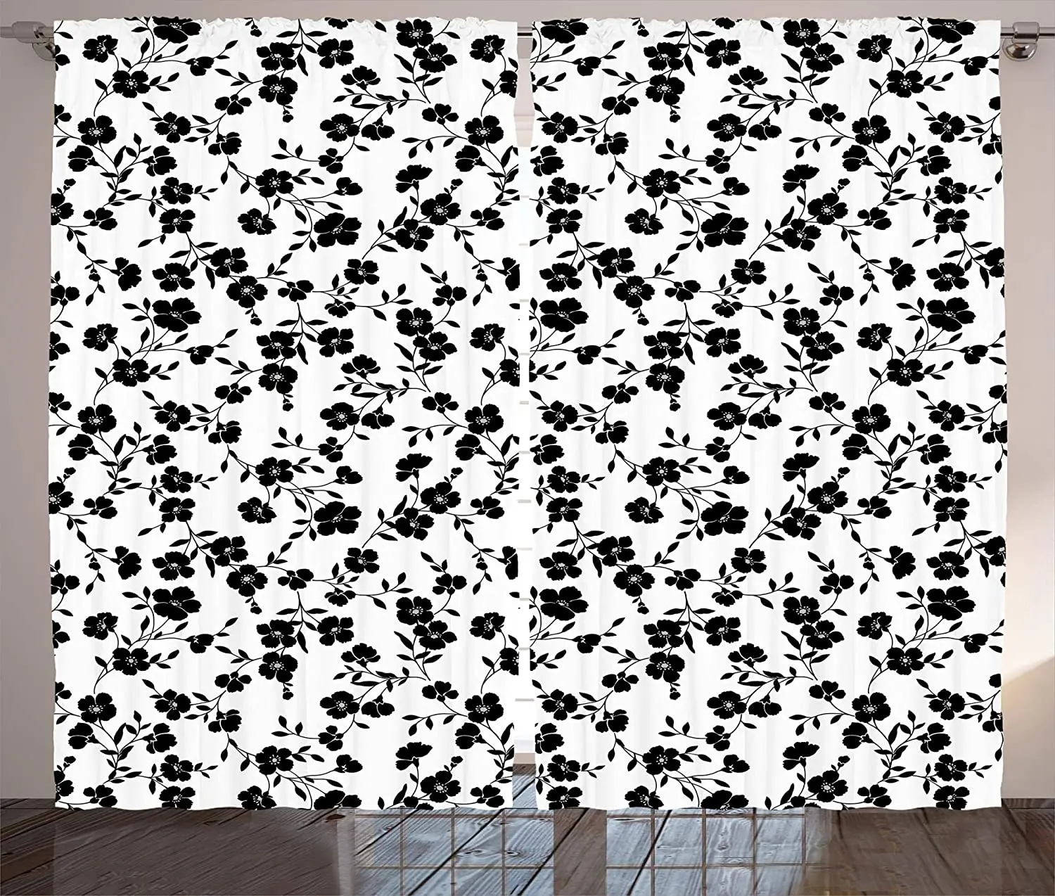 Шторы с цветочным рисунком простые силуэты Классические интерьеры декоративные