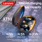 Беспроводные Bluetooth наушники Lenovo XT91, TWS наушники-вкладыши, гарнитура для громкой связи, стерео бас с микрофоном, наушники с шумоподавлением