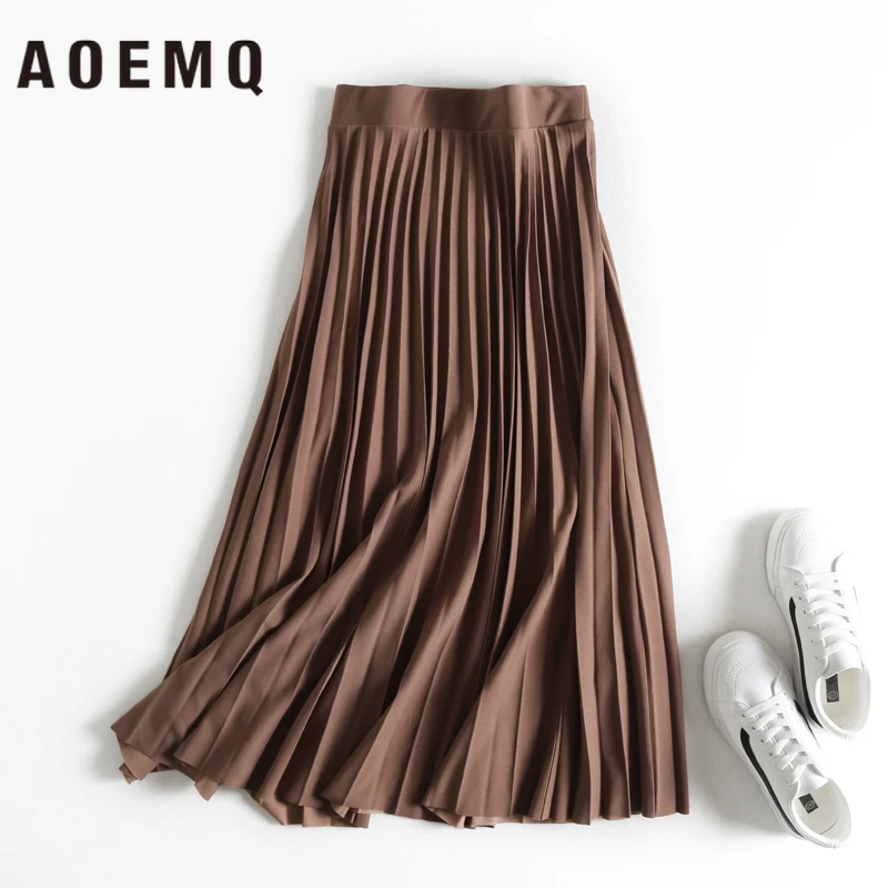 Женские юбки с оборками AOEMQ однотонные кофейные/черные и 2 цвета одежда для