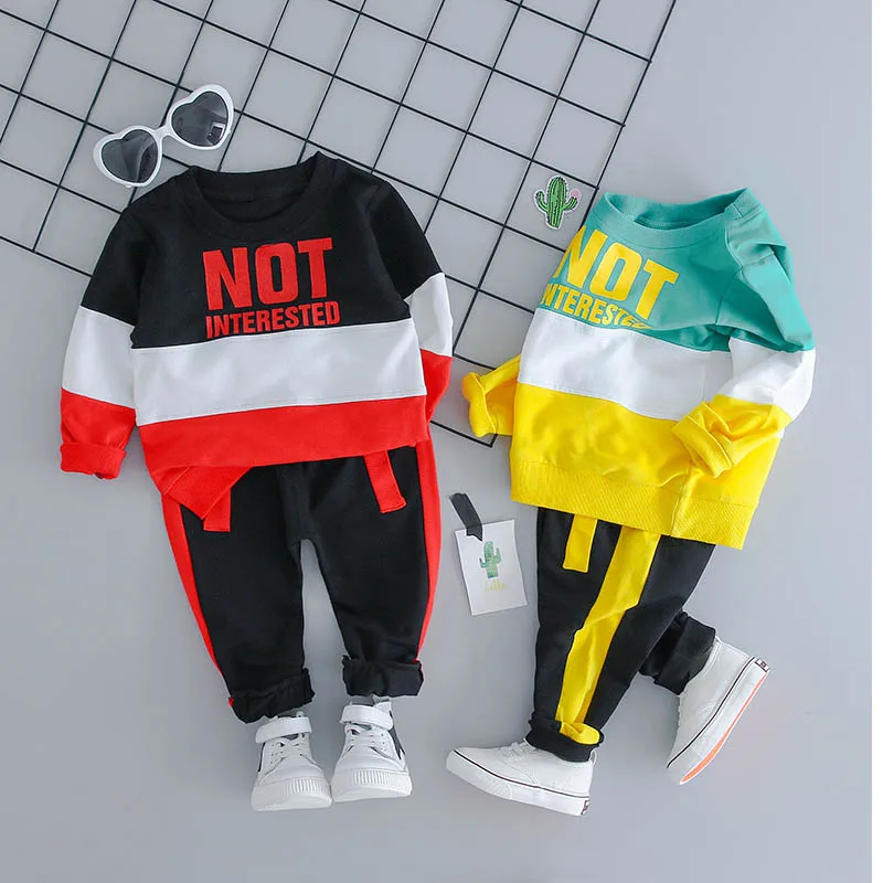 

Комплект одежды для новорожденных из 2 предметов для мальчиков и девочек, спортивный костюм с надписью, кофта и штаны, весенняя одежда, 2020