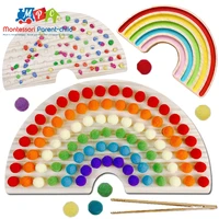 rainbow board wooden toys baby montessori educational toys color sorting sensory nordic wood toys clip beads games gift for kids