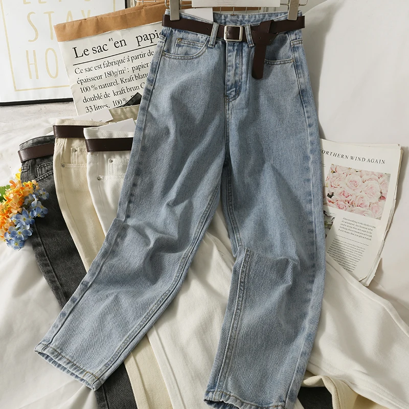 

Spring Aummer 2022 Fashion Straight Jeans Women's High Waist Loose Harem Pants Female Solid Color All-match Pencil Pants