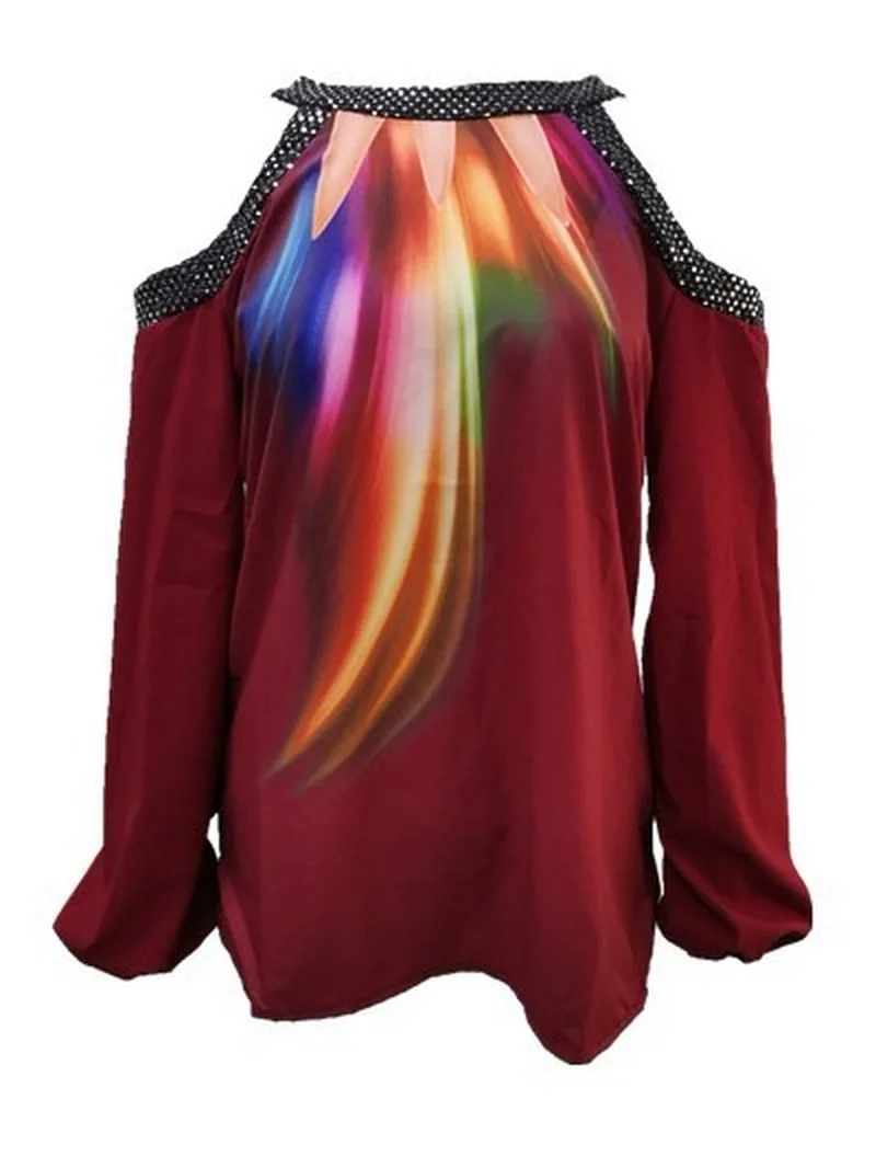 Весна-лето 2020 женская футболка модная с длинным рукавом и принтом в виде листьев