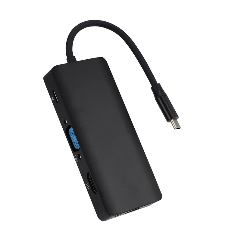 9 in 1 USB-C Type C HUB to 3.5mm Audio Mic 4K HDMI VGA RJ45 Lan Adapter USB 3.0 SD TF Card Reader PD Charging Hub | Компьютеры и офис