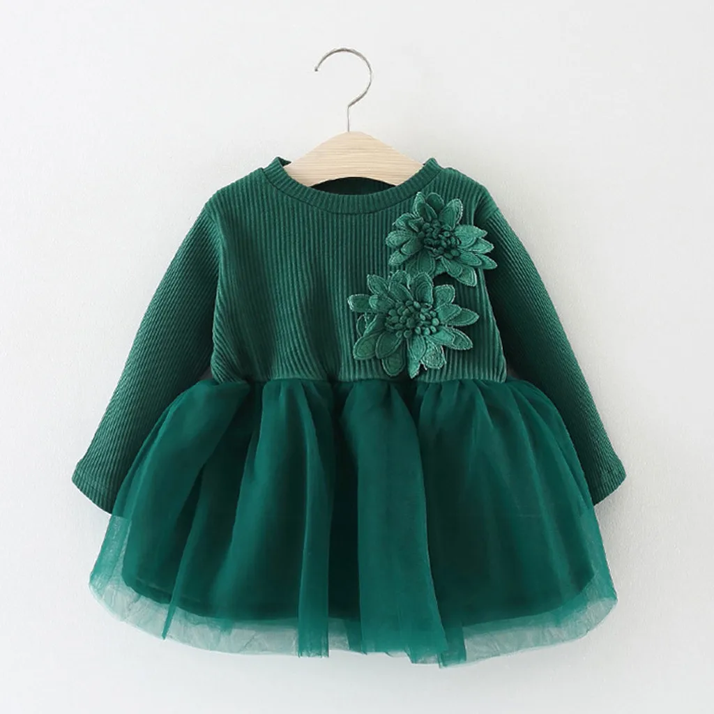 Повседневное фатиновое платье принцессы с цветочным рисунком для новорожденных