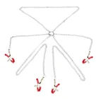 4 серебряных зажима для сосков, металлическая цепь с четырьмя зажимами для сосков, Клиторальные зажимы, секс-игрушки для взрослых, инструменты для массажа сосков и БДСМ