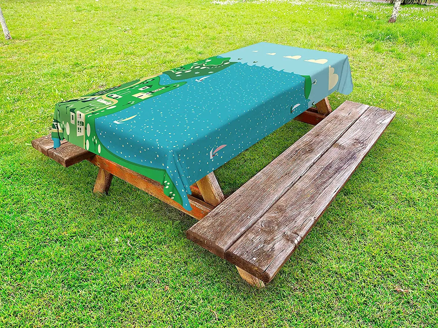 Детская карта города уличная скатерть в морском городке дизайн с красочными