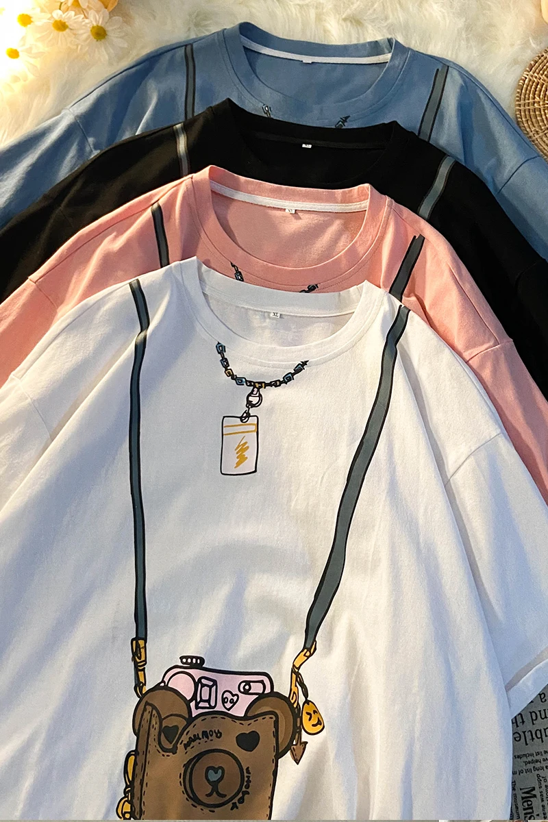 

Summer Printed Ins Fashion Brand Top Loose All-Matching Hong Kong Style Casual Half Sleeve